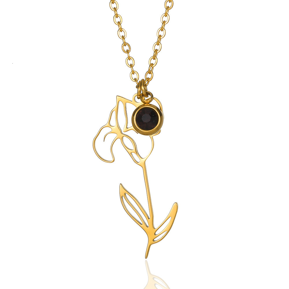 Minimalist New December Wer Gold Plated Stainless Steel Necklace Birthstone Gift Rose Month Pendant F08.24-5.7 6c386