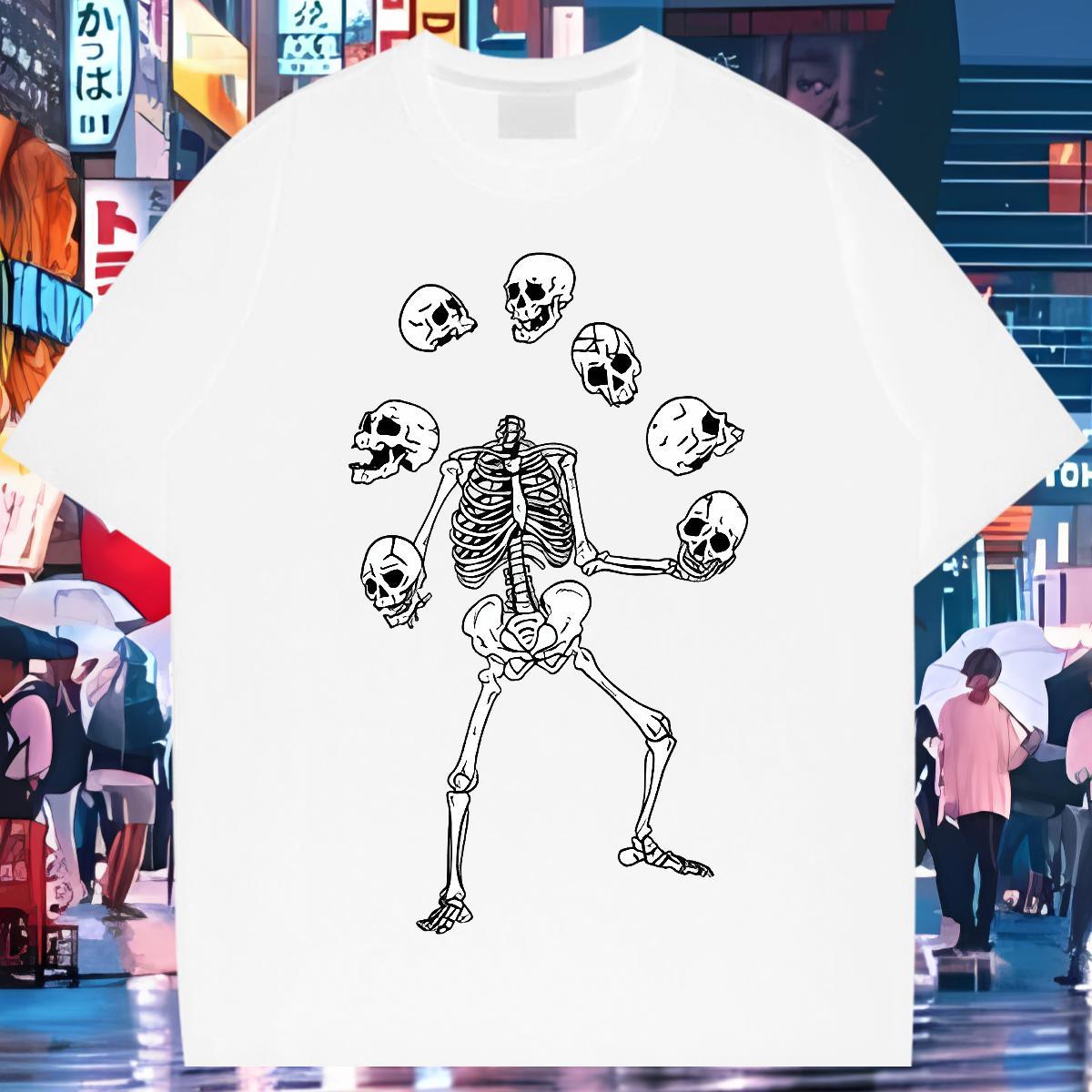 Brand T Shirt For Man 230g Pure Cotton skull High Street Hip Hop Plus Size Custom Crew Neck Breathable Men Tees Free Shipping Polos