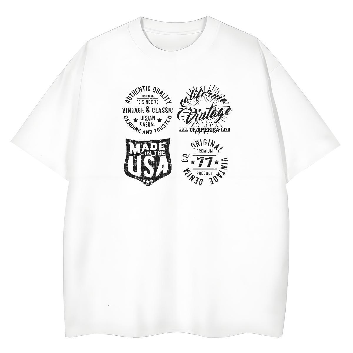 Loose Fit T Shirts Men 230g Cotton letter Outdoor Skull Pure Cotton Men Clothes T-Shirt 2024 Tees