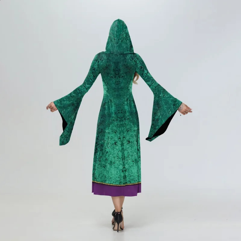 Womens Hocus Pocus 2 cosplay dress hooded womens Winifred Sanderson witch costume long sleeved party Halloween 240823