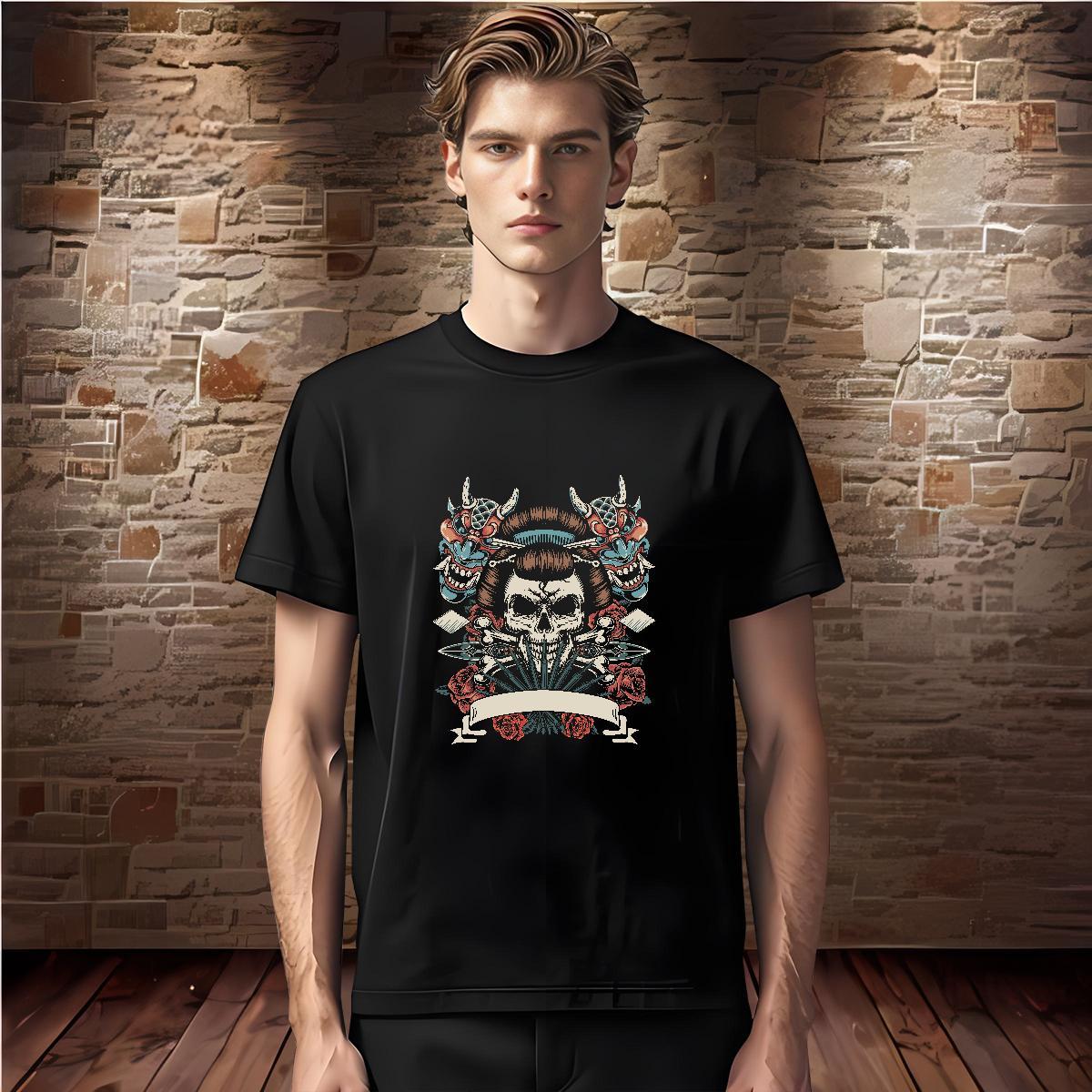 Cool Design Man T Shirts 100% Cotton 230g skull Casual Daily Wear Custom Cartoon Breathable Short Sleeve Mens Tshirts Fashion Casual Polos