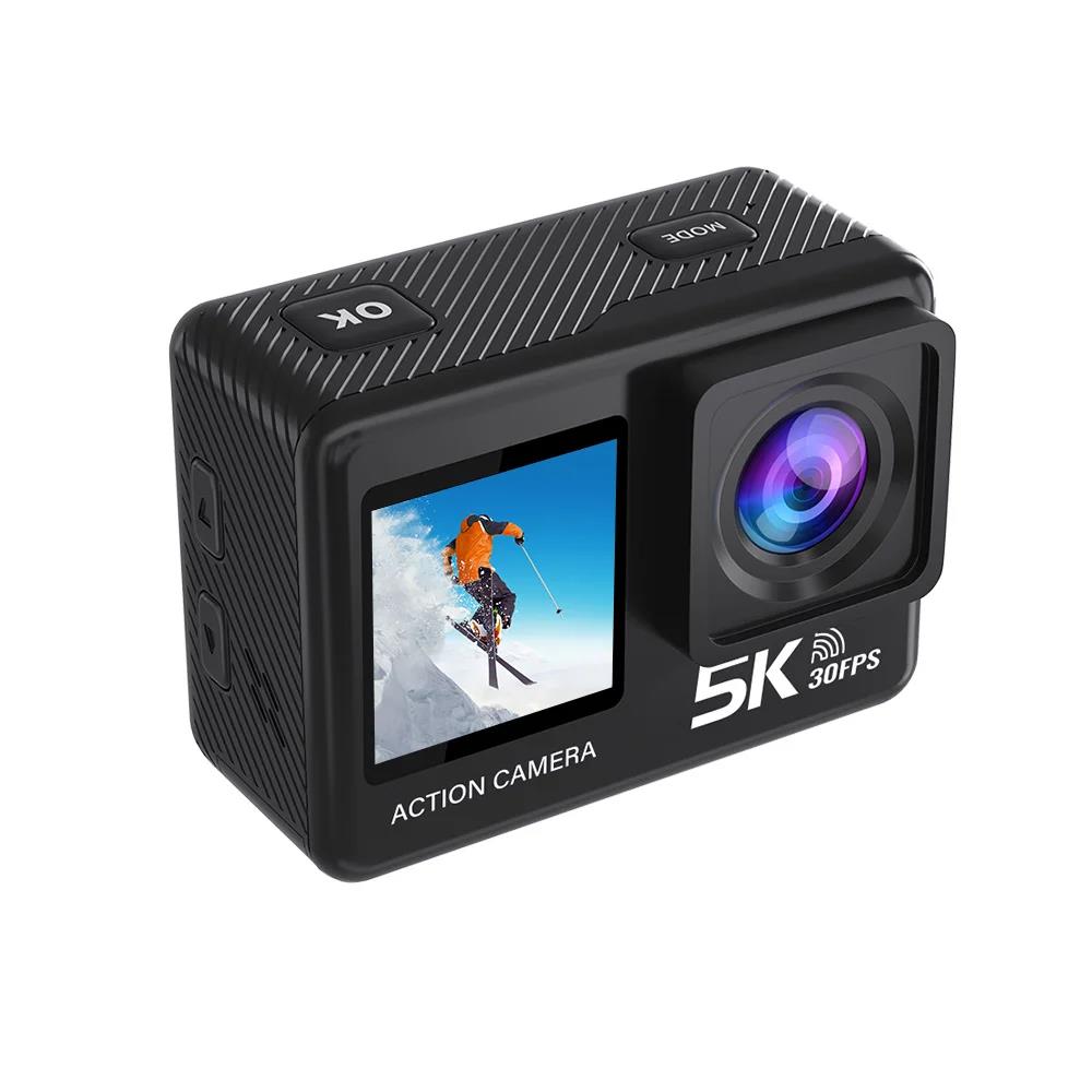 4K 5K Sports Camera 60FPS Anti-shake 30M Waterproof Helmet Video Recording Diving Surfing Camping 1080P Action Cameras with Remote Touch Screen Wi-Fi 