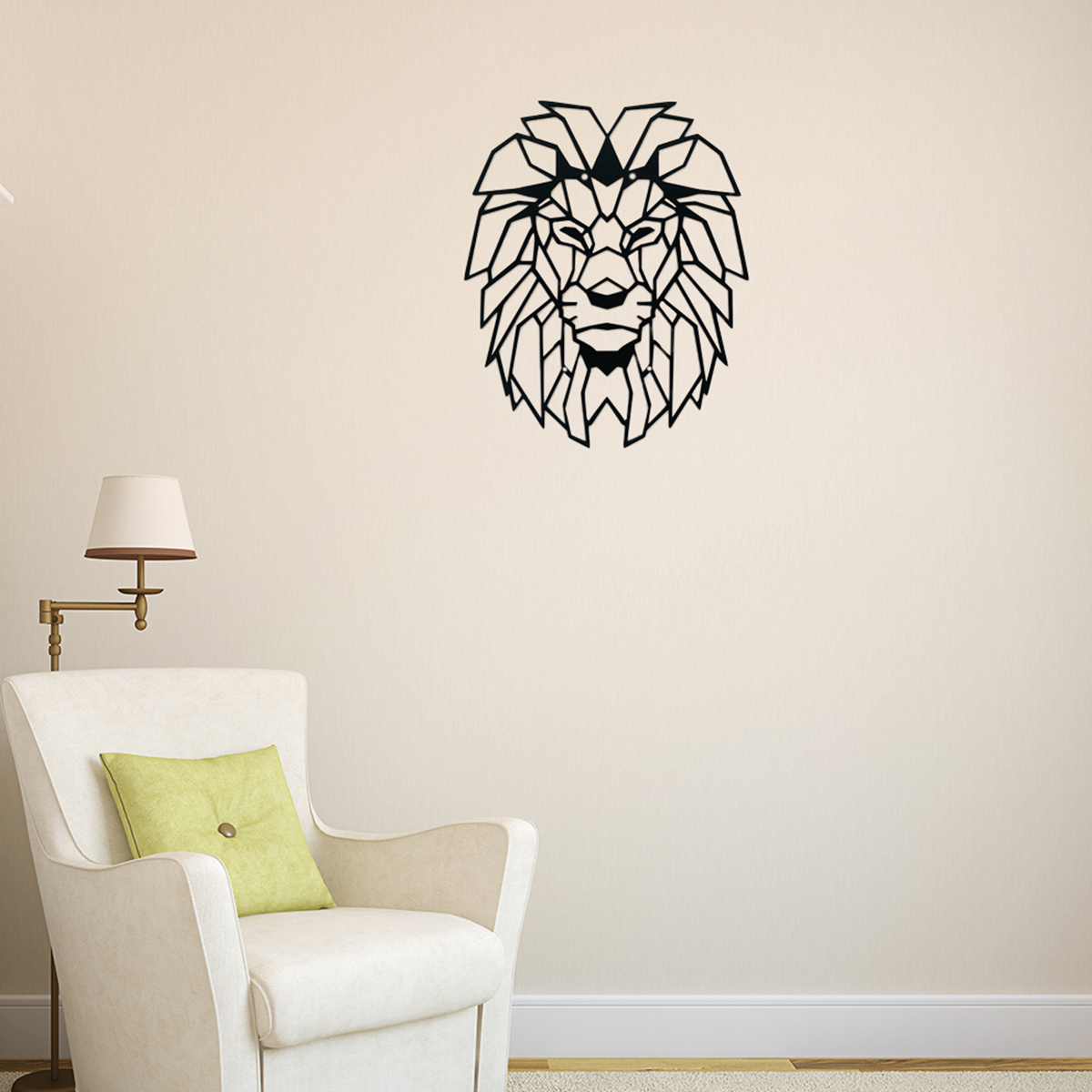 Home Decor Wall Art Modern Wall Sculpture Lion Metal Wall Decor Geometric Lion Head Animal Decoration