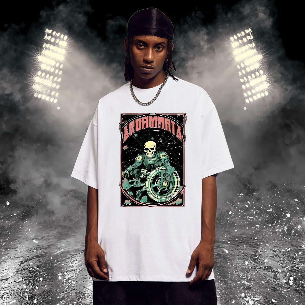 Free Shipping Man T Shirts 230g Cotton skull Anime Printing Street Cartoon Printing L-4XL Round Neck Short Sleeve Mens Tshirts Wholesale Top Tees
