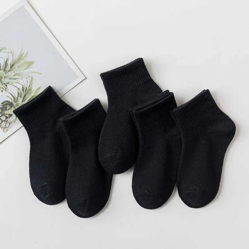 5 Pairs/Lot Summer New Children Cotton Socks Fashion Pure Black White Gray For 1-12 Years Kids Teen Student Baby Girl Boy Socks CL240824