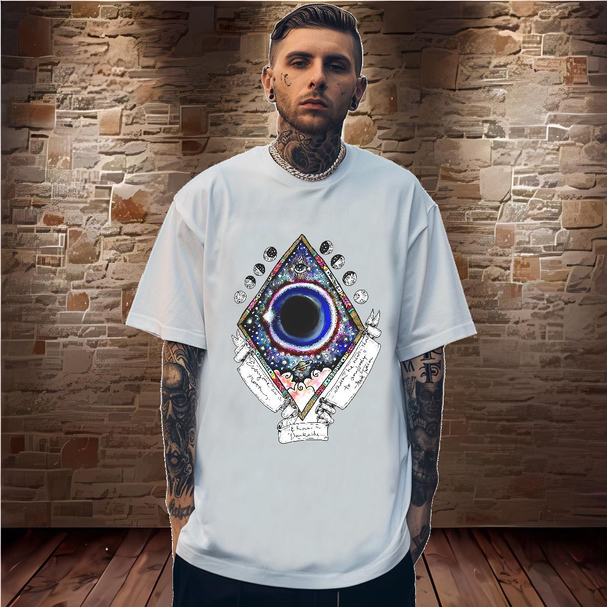 Free Shipping Mens T Shirts 230g Pure Cotton eye of the devil Daily Outfit Anime Breathable Short Sleeve Tshirts 2024 Summer Top Tees