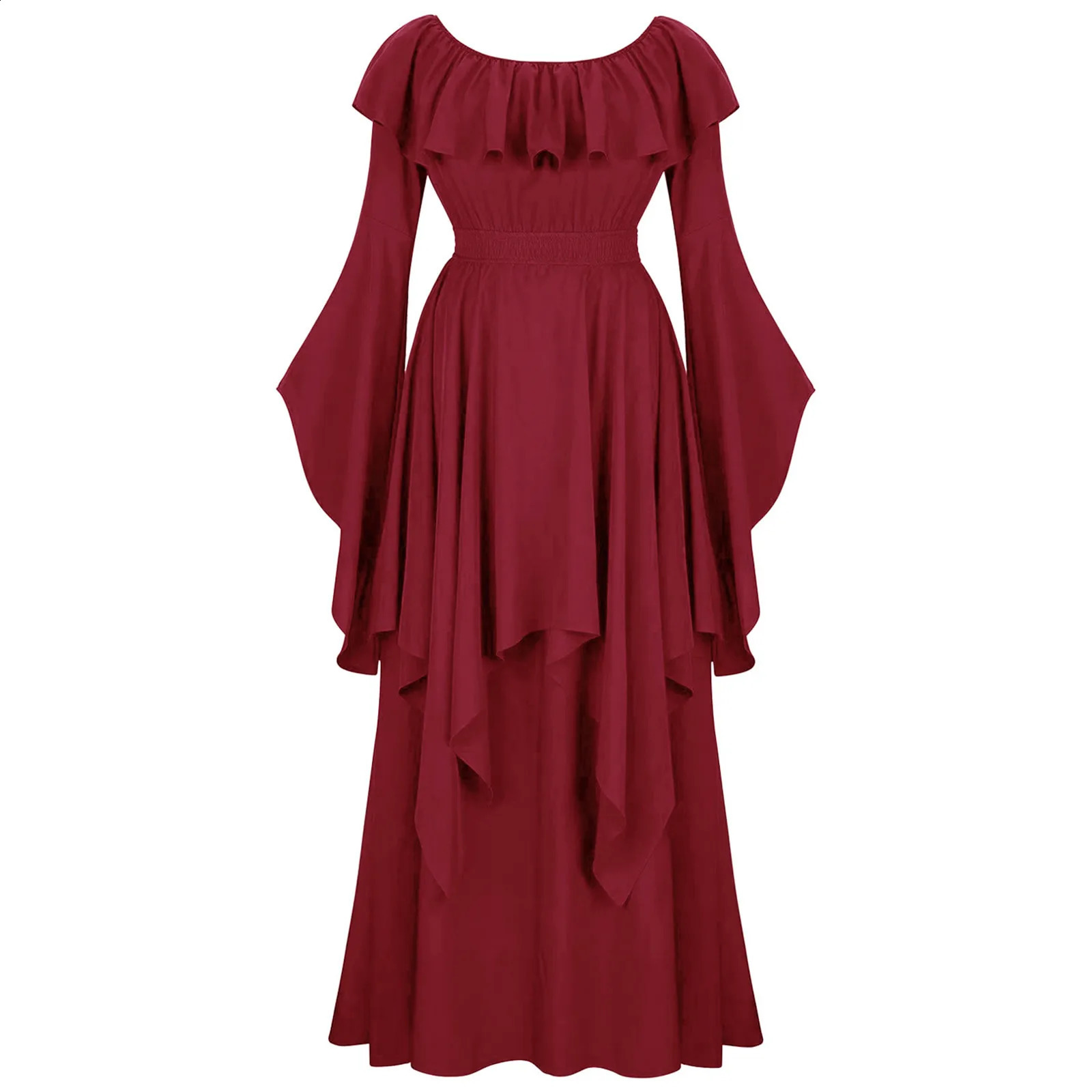 Gothic Halloween dress for women retro witch carnival party trumpet sleeve long plus size 240823