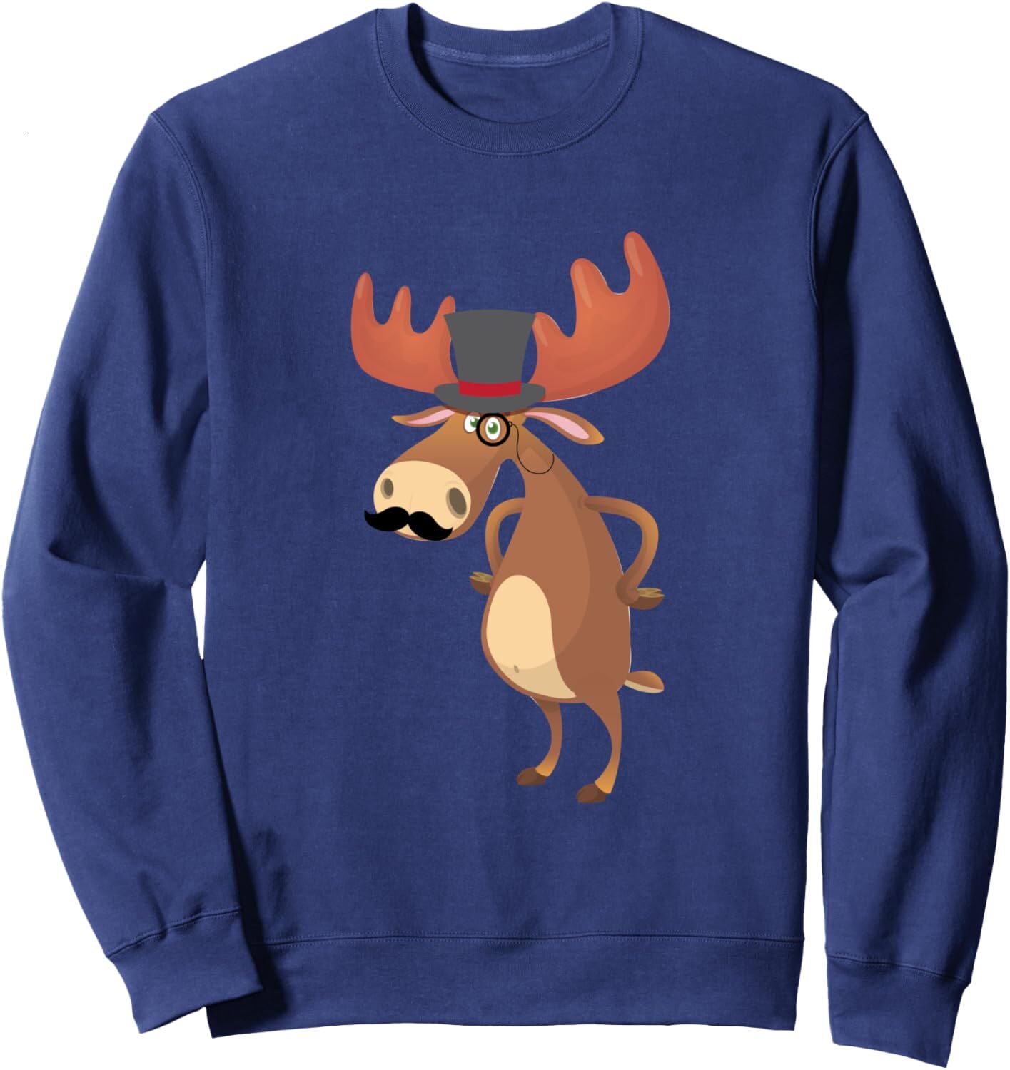 Long Sleeve Shirts For Men Sweatshirt Cool Funny Moose Hat Mustache Animal Lover Gift Sweatshirt T Shirt Tee Streetwear Casual Tops Clothes Free shipp
