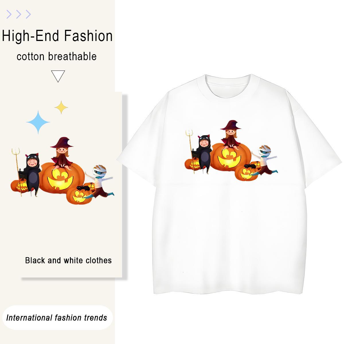 Designer Tshirts pumpkin Street Wear 230g Cotton Tops Tees O-Neck Short Sleeve Wholesale Men T Shirts Anime