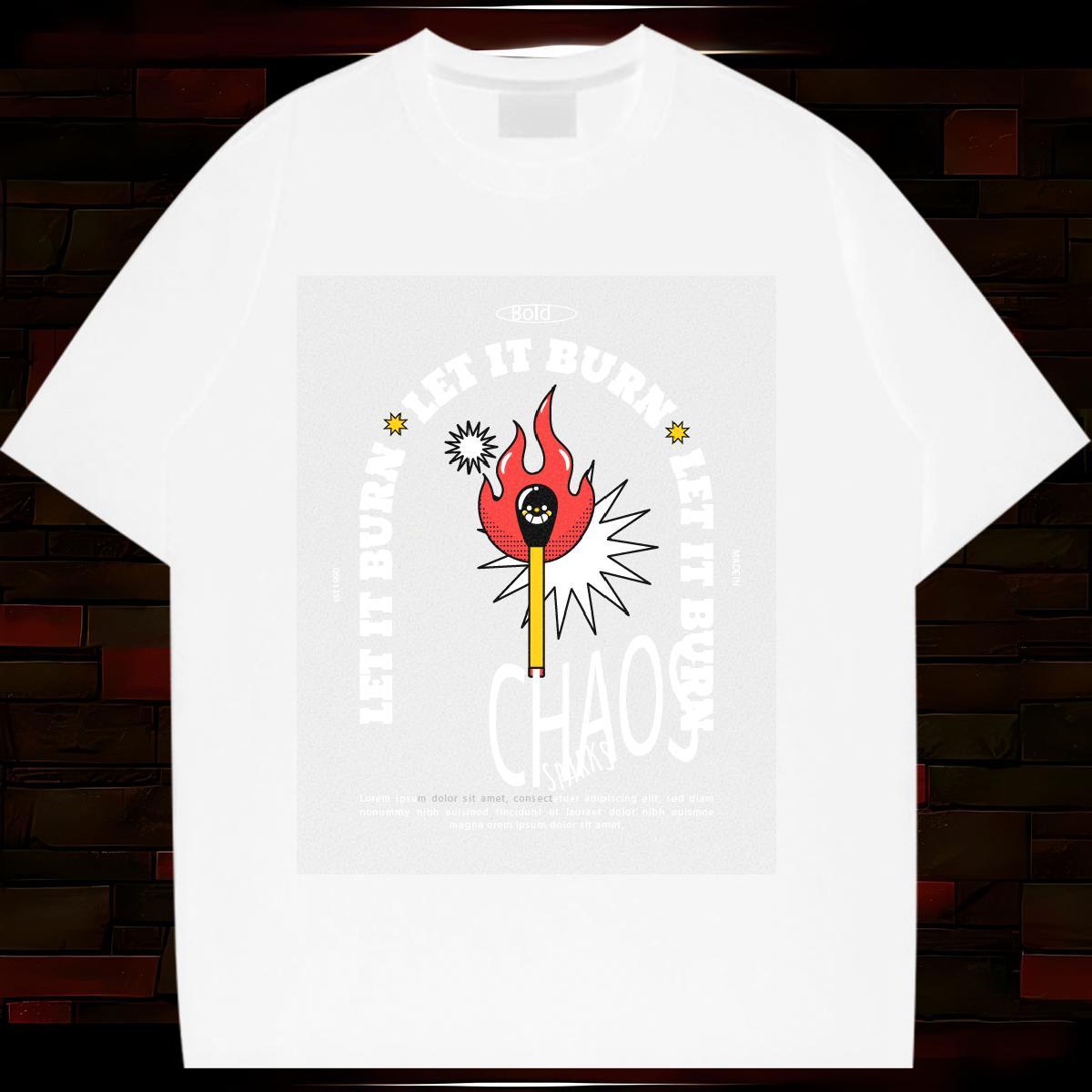 High quality Unisex Tshirts 230g Pure Cotton fire Street Casual T Shirt For Woman Breathable Crew Neck DIY Logo Clothes