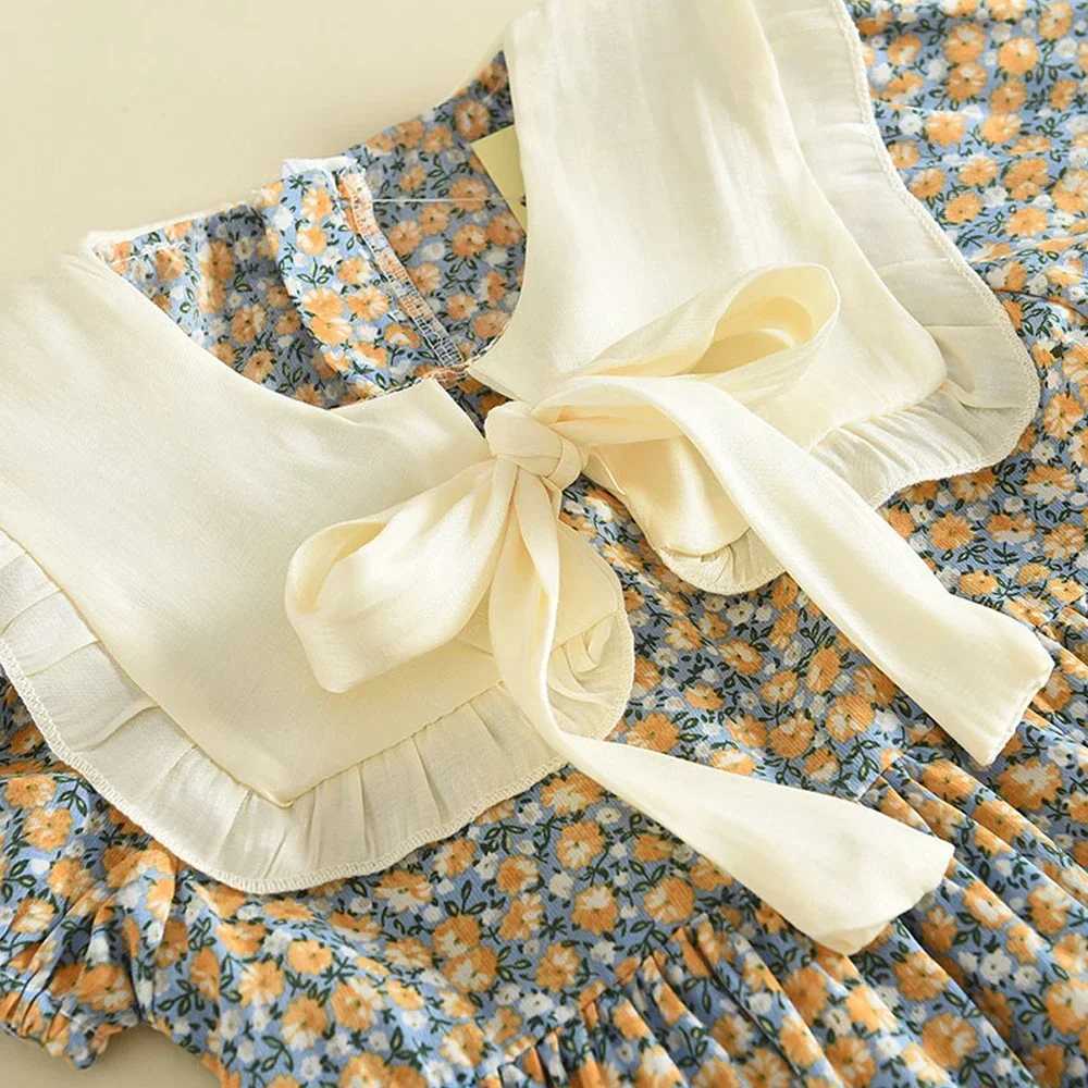 Leisure Summer Childrens Clothing Flower Childrens Clothing Bow Stickers Baby Girls Princess Dress New Flower Girls Dress W240823