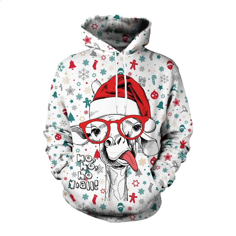 Funny Christmas Gifts 3D Printed Hoodies For Men Clothes Fashion Elk Sock Santa Claus Graphic Sweatshirts Casual Tracksuit Tops 240823