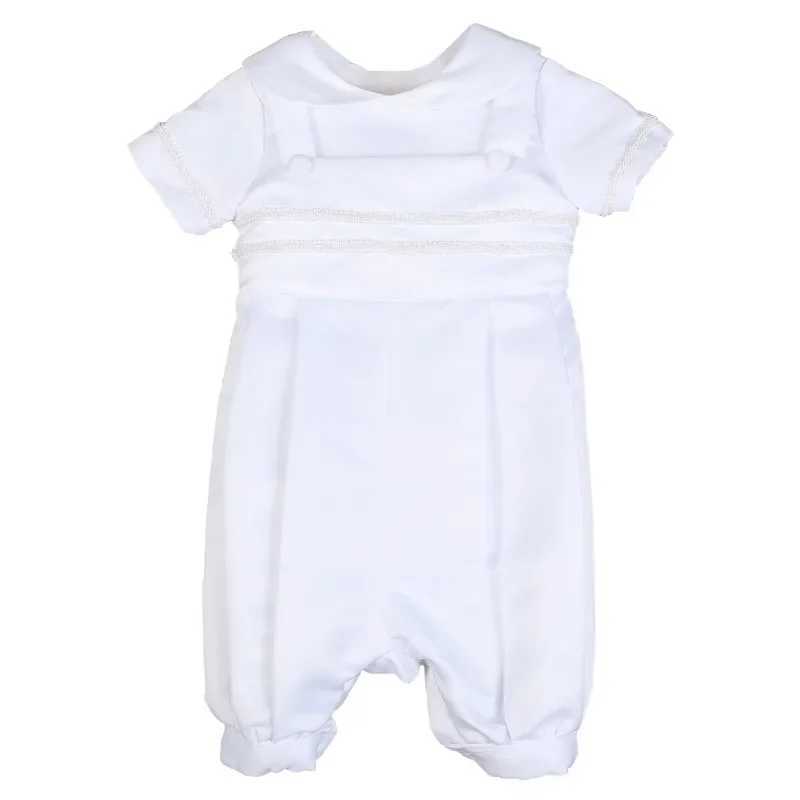 White baby mens suit Baptist clothing summer solid color full sleeve bow lace Christmas dress newborn gentlemans birthday W240823
