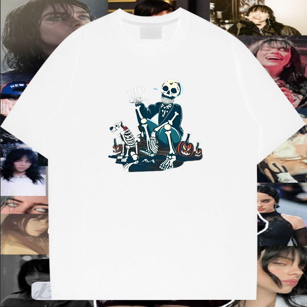 High Quality T-Shirts 230g Pure Cotton halloween Street wear Hip Hop Custom Printed Breathable Short Sleeve Men Clothes T-Shirt Casual New Tee Shirt