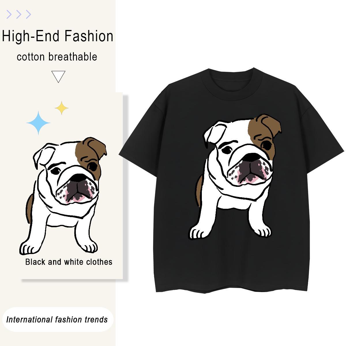 2024 Summer Men Tops Tees Dog Daily Wear 100% Cotton 230g Polos Round Neck Short Sleeve Loose T-Shirts for Men Customized