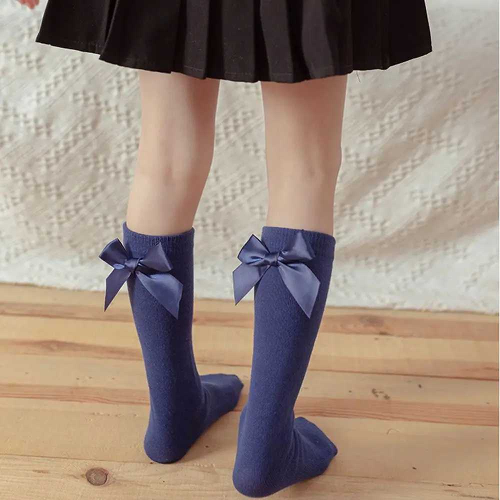 Baby Long Tube Socks Children Cotton Sock For Girls Knee High Sock Big Bows Kids Floor Socks 6-10Years CL240824