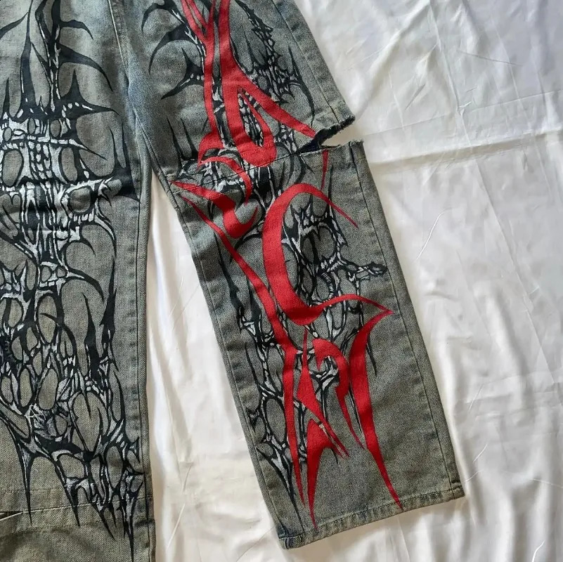 Streetwear Baggy Jeans Y2K Hip Hop Retro Pocket Baggy Jeans Black Pants Mens Womens Punk Rock High Waist Wide Leg Trousers 240809