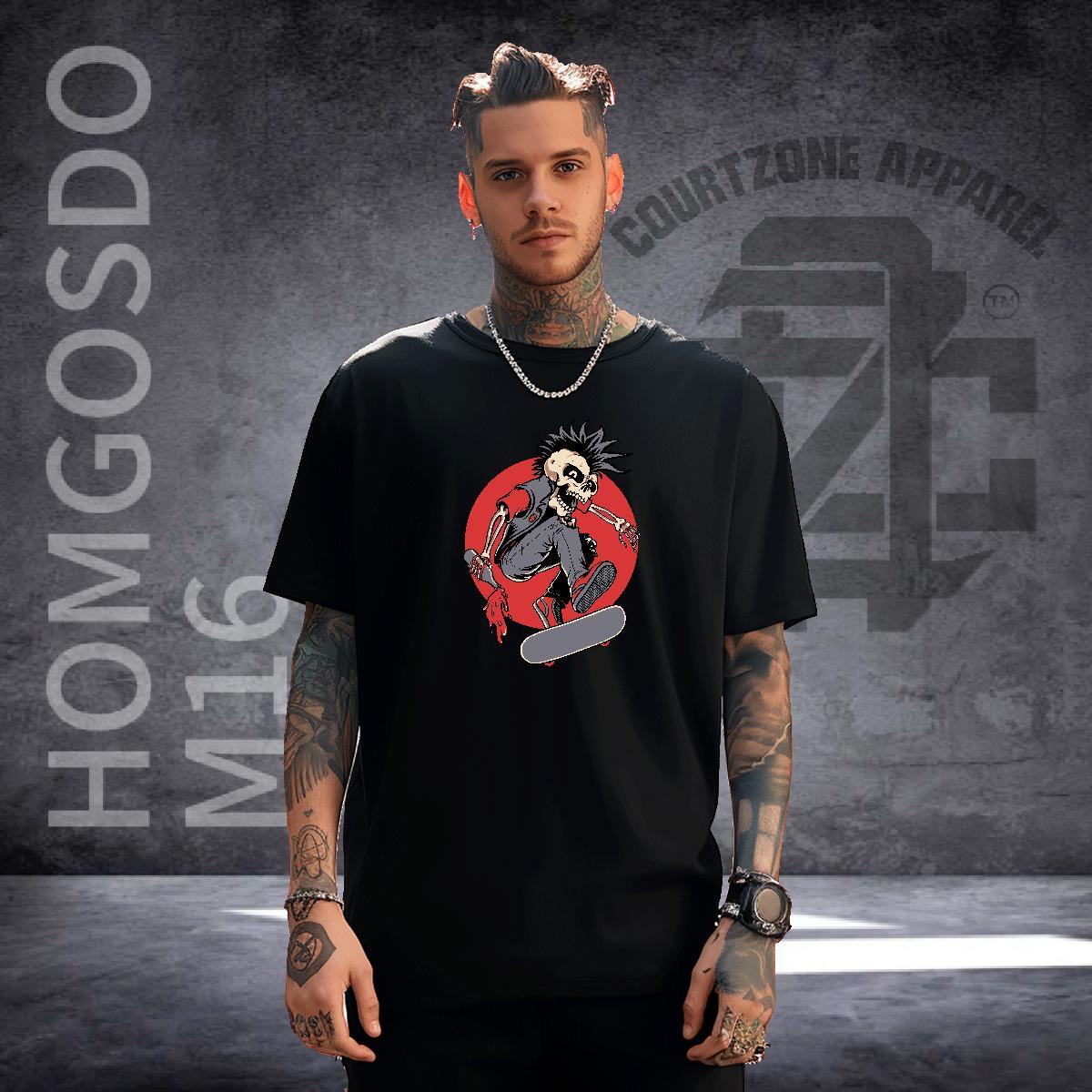 Designer T Shirts Men 230g Cotton skull Home Outdoor DIY Printed Breathable Short Sleeve Men Clothes T-Shirt Fashion Tee Shirt