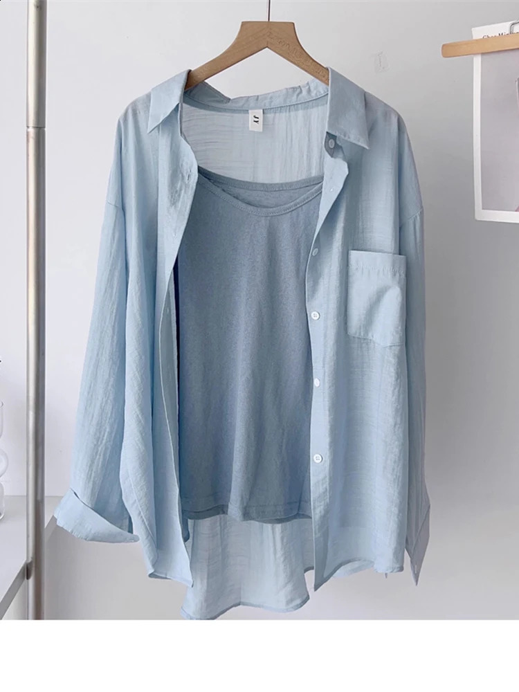 OIINAA Pink Shirts for Women Tops Turn-Down Collar Long Sleeve Loose Shirt Korean Style Casual Fashion Blouses Basic Summer 240823