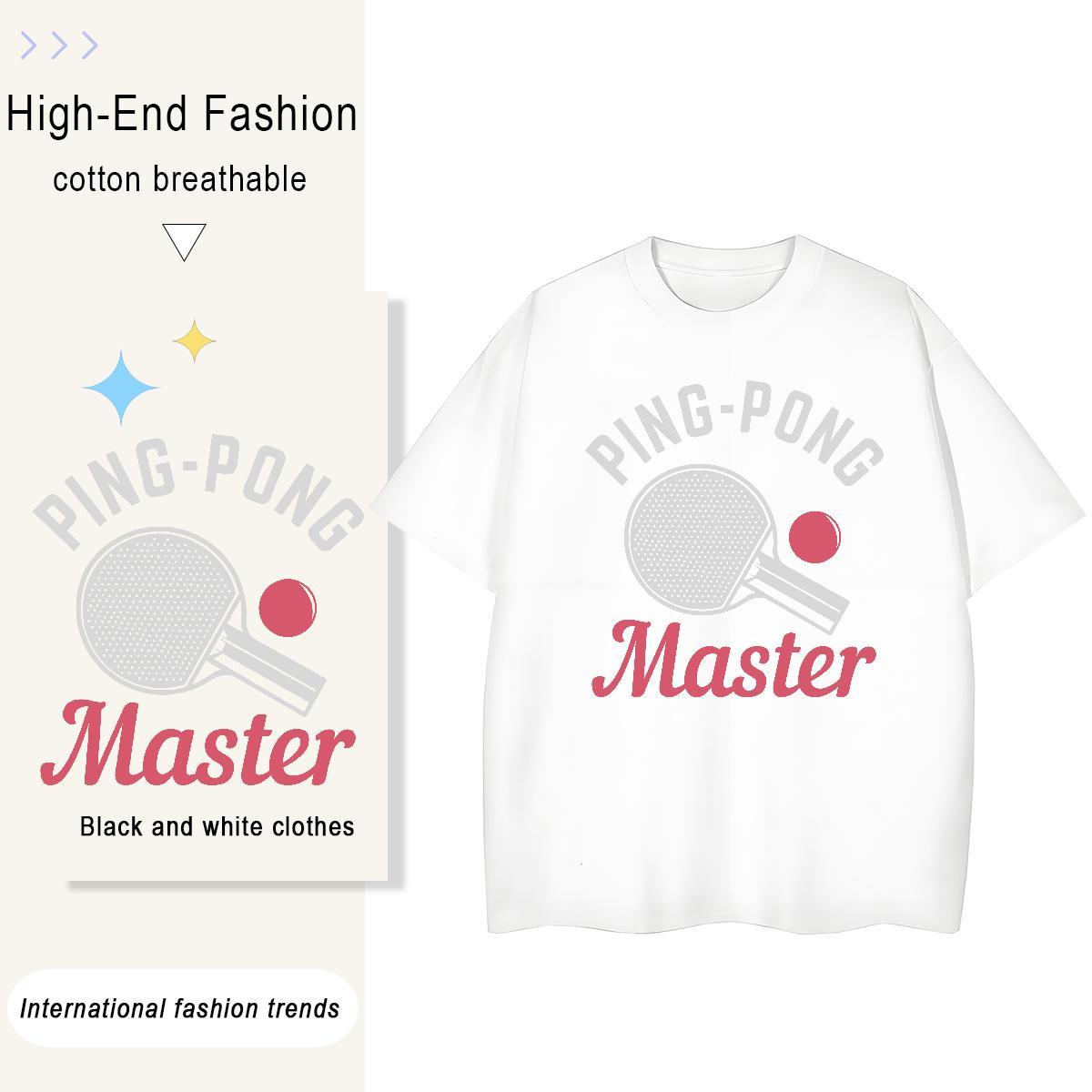 Free Shipping Lady T shirt 100% Cotton 230g PING PONG Casual Daily Wear T-Shirts Breathable Crew Neck Skull Clothes