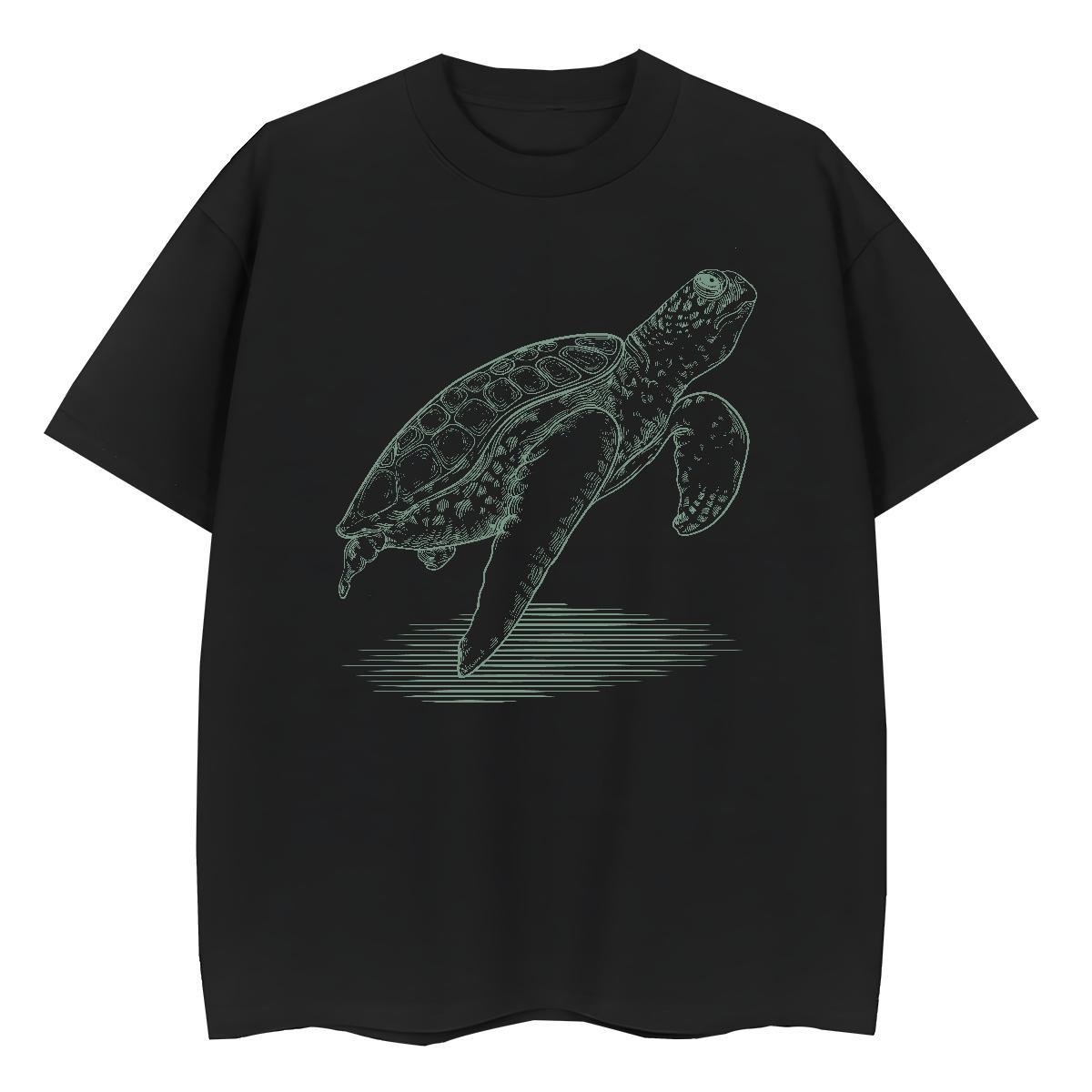 Fashion New Men Tops Tees tortoise Home Outdoor 230g Pure Cotton Tops Shirt Round Neck Short Sleeve Popular T-Shirts for Men Floral Print