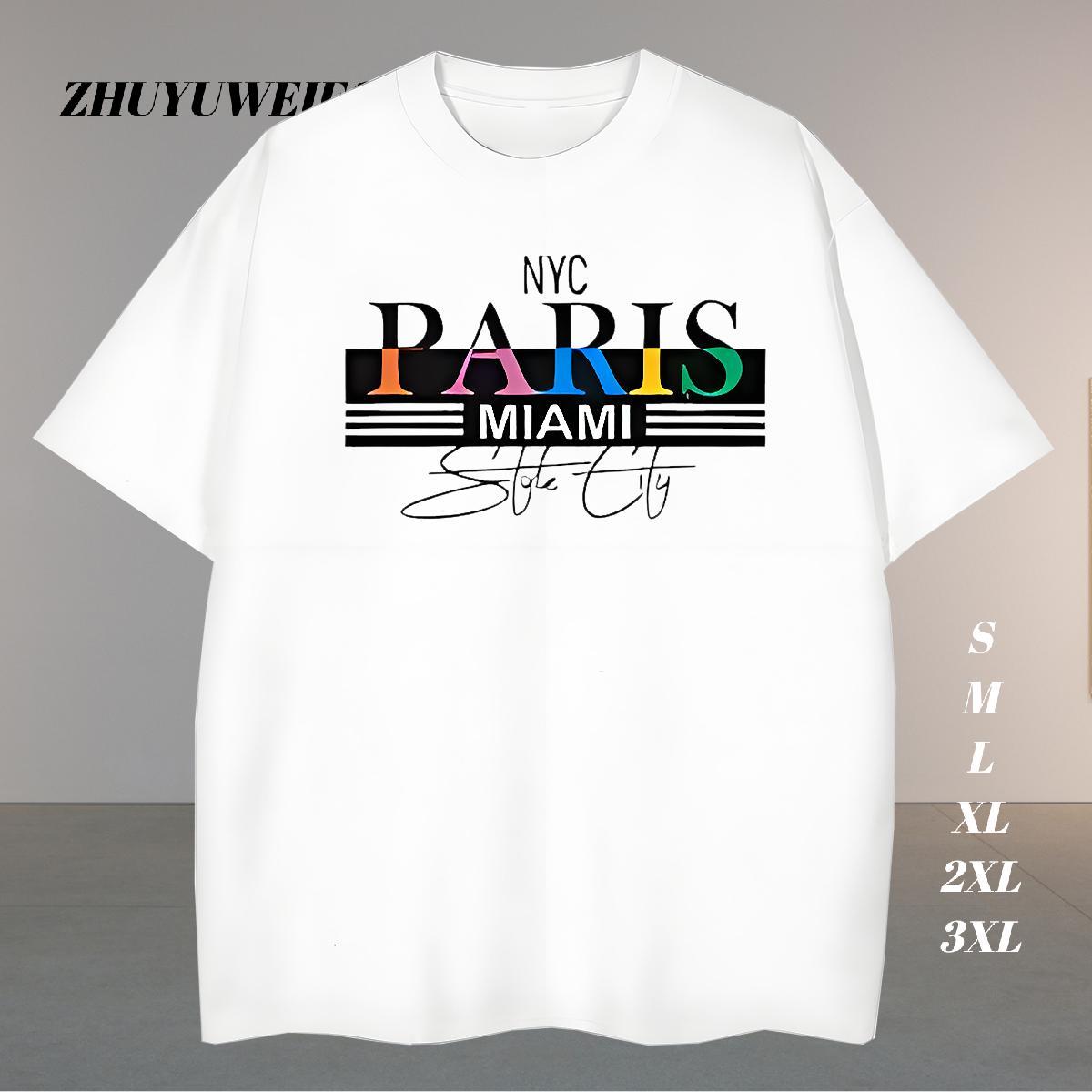 Comfortable T Shirts Men 230g Cotton letter Hip Hop Black Oversized Breathable Short Sleeve Tshirt for Man Woman 2024 New Tee Shirt