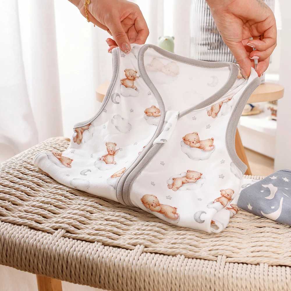 HappyFlute New Summer Stylish Print Two-Way Zipper Design Super Soft Bamboo Cotton Fabric Sleeveless Baby Anti-kick Sleeping Bag M240824