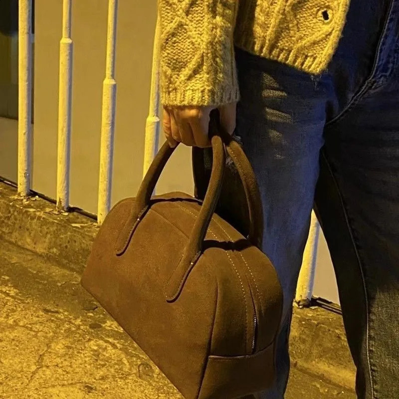 Suede Vintage Bowg Boston Handbag | 2024 Large Capacity Fashion Sense Womens Bag 4