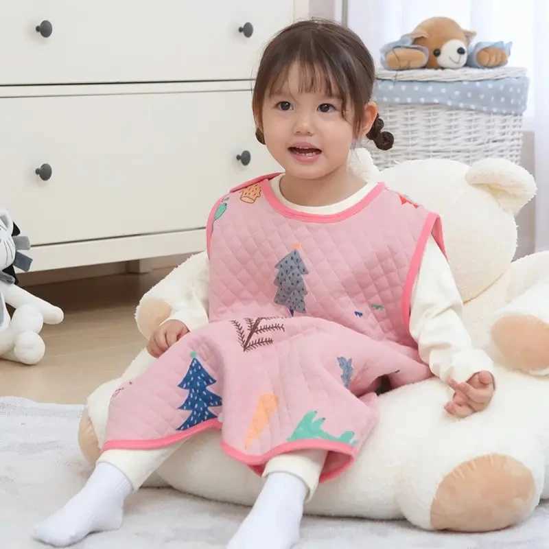 Children Jumpsuit Pajamas Newborn Sleeping Bag With Snap Buttons Spring Autumn Winter Baby Cotton Interlayer Vest Sleeping Bag M240824