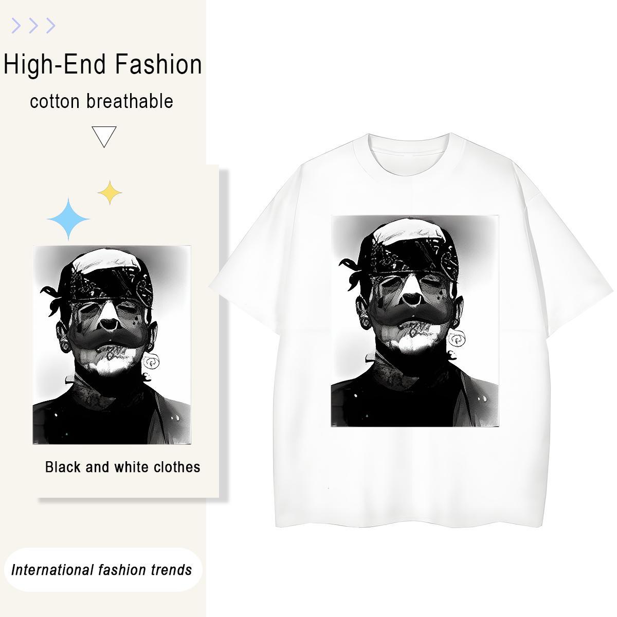 TOP Quality Men T Shirts 230g 100% Cotton portrait Home Outdoor DIY Logo Oversized Pure Cotton Men Clothes T-Shirt Fashion New Tops Shirt