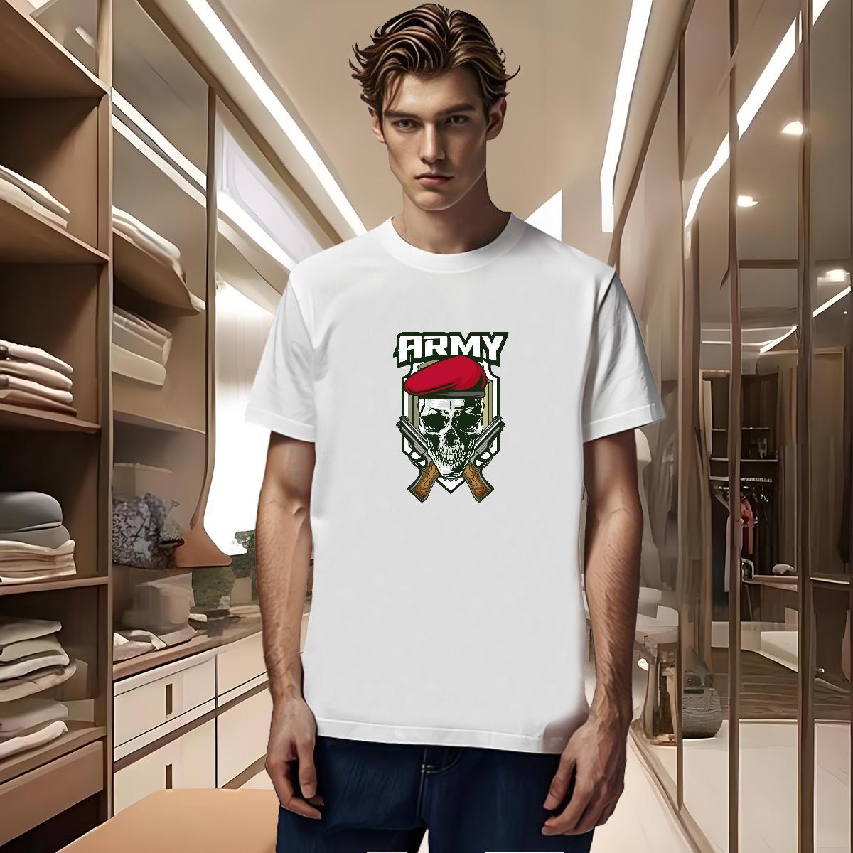 Popular Men T Shirts 100% Cotton 230g skull Casual DIY Printed Pure Cotton Tshirts 2024 Summer Wear