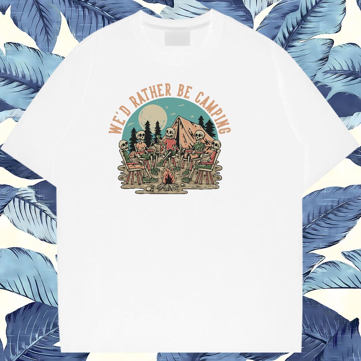 Designer T Shirt For Man 100% Cotton 230g skull High Street Hip Hop Floral Print Breathable Crew Neck Tshirts 2024 Summer Clothes
