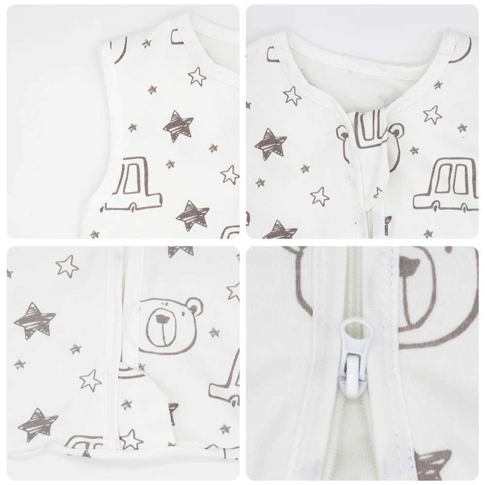Sleeping Bags For Baby 3-18Months Summer Thin Baby One-Piece Sleepwear Cute Bear Print Cartoon Sleepsack Anti-Kick Blanket M240824