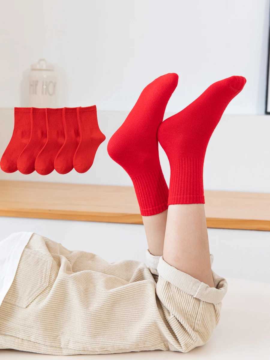 3Pairs/lot New Childrens socks red color cotton girls boys socks 3-12years CL240824