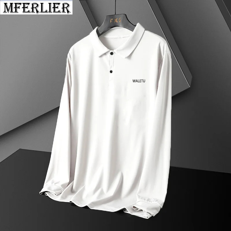 autumn winter men t-shirts plus size 8XL 9XL 10XL long sleeve polo shirt pockets tops loose tees 74 72 70 240824