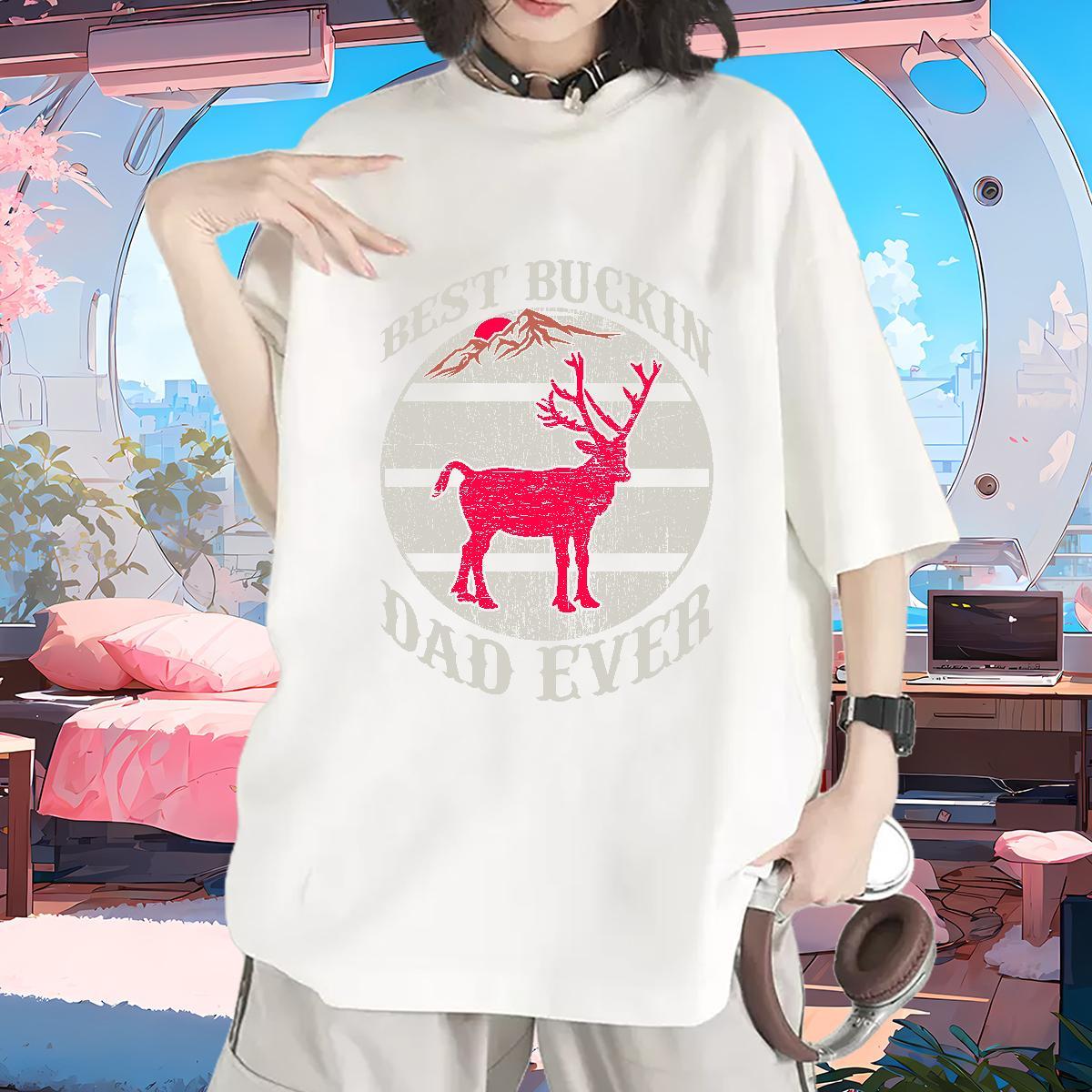 Lady Couples T Shirts 230g 100% Cotton deer Casual Beach T Shirts Women Comfortable Cartoon Anime Clothes