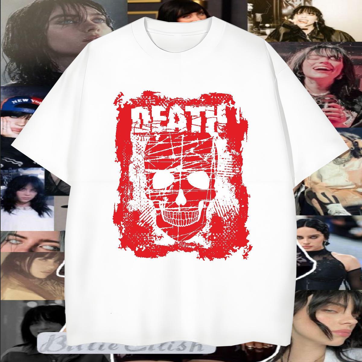 Cool T-Shirts 230g Pure Cotton skull High Street Hip Hop Custom Print Plus Size Round Neck Short Sleeve Men Tops Tees Fashion Designer Tees Shirts
