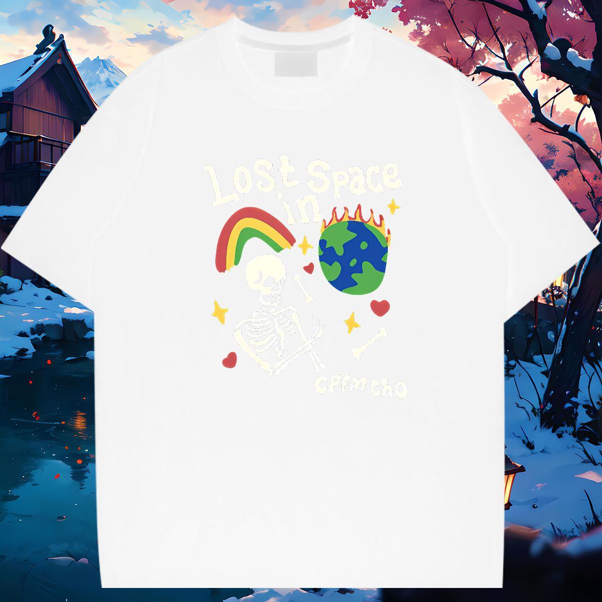 Soft T-Shirts for Men 100% Cotton 230g skull Street Wear White Plus Size Round Neck Short Sleeve Men Tops Tees DIY Tops Shirt