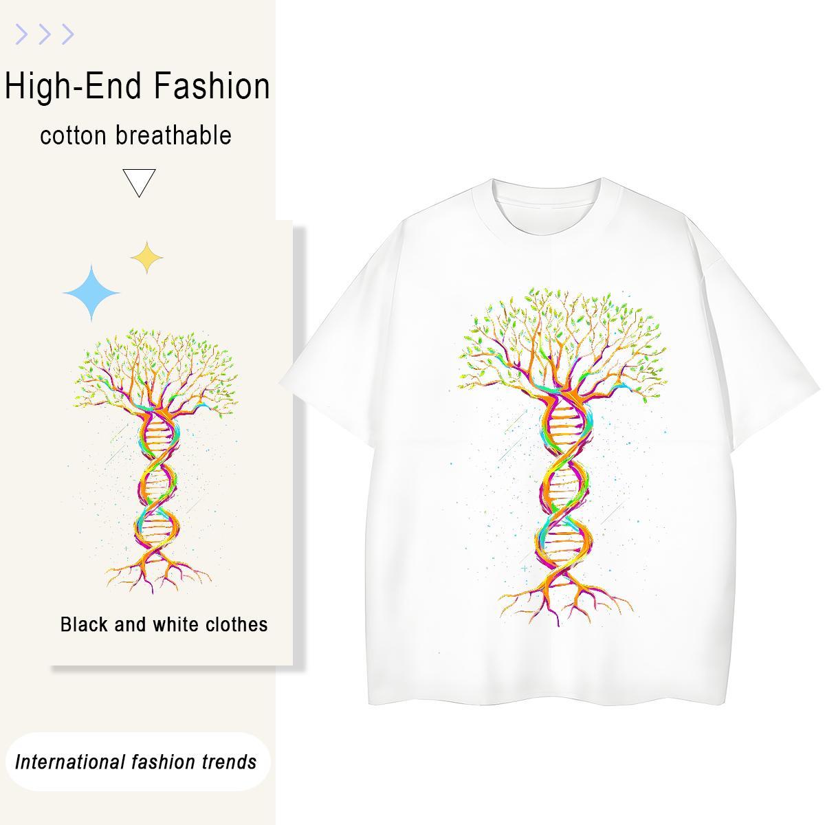 Designer Fashion Men Clothes T-Shirt tree Hip Hop 230g Pure Cotton Tops Tees Breathable Crew Neck Cool Design Mens T Shirts DIY