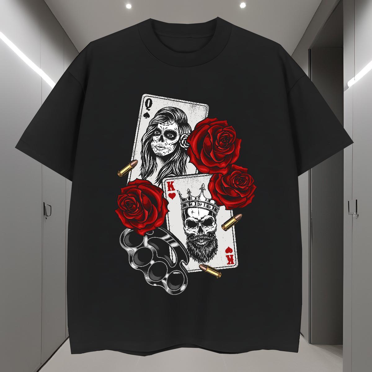 Classic T Shirts Men 230g Pure Cotton skull Outdoor Graphic Breathable Soft Men Tops Tees 2024 Designer Tees Shirts