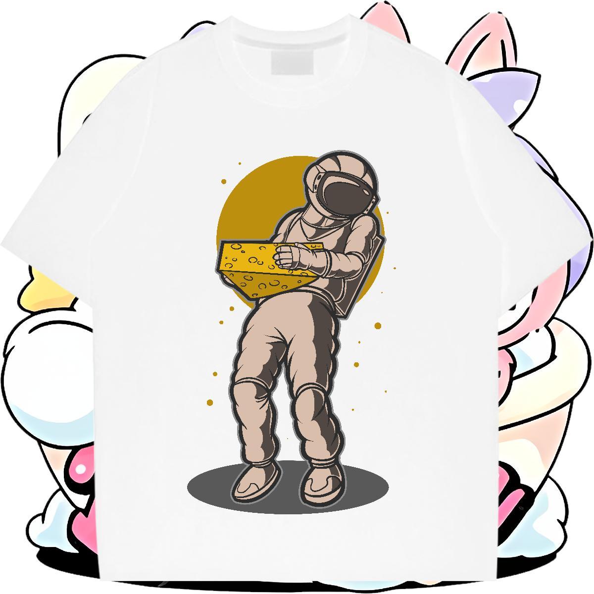 Unisex Woman Tshirt 230g Pure Cotton cosmonaut Casual Womens T Shirts Comfortable Cartoon Printing L-4XL Tees