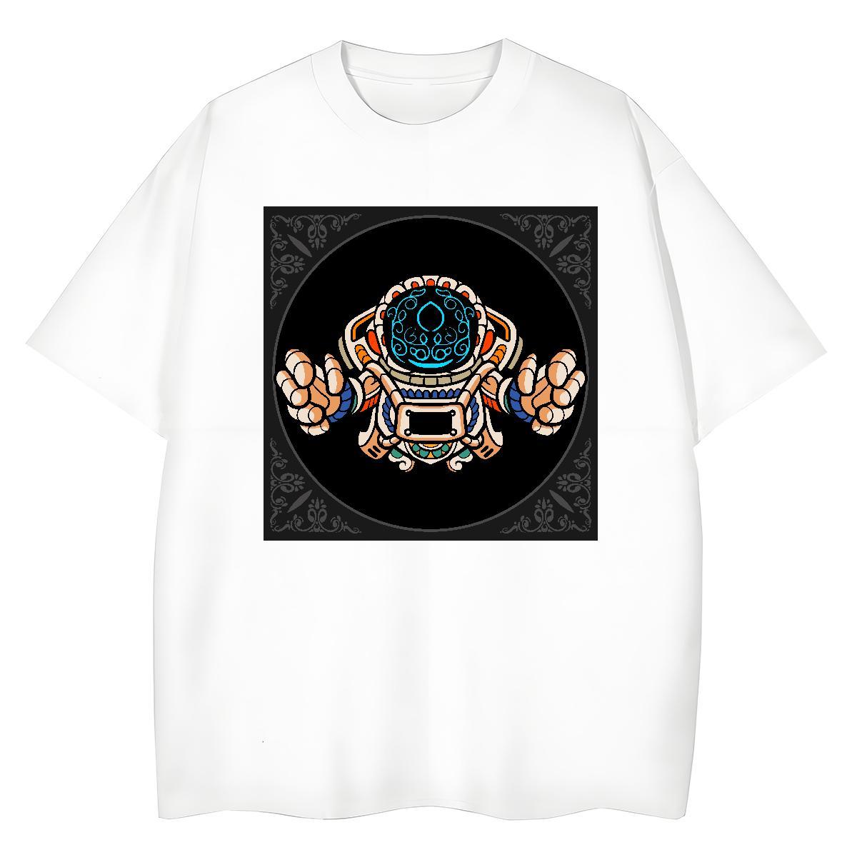 Brand Couples T Shirts 230g Pure Cotton cosmonaut Casual Daily Wear Woman T Shirts Short Sleeve O-Neck DIY Printed Tee Shirt
