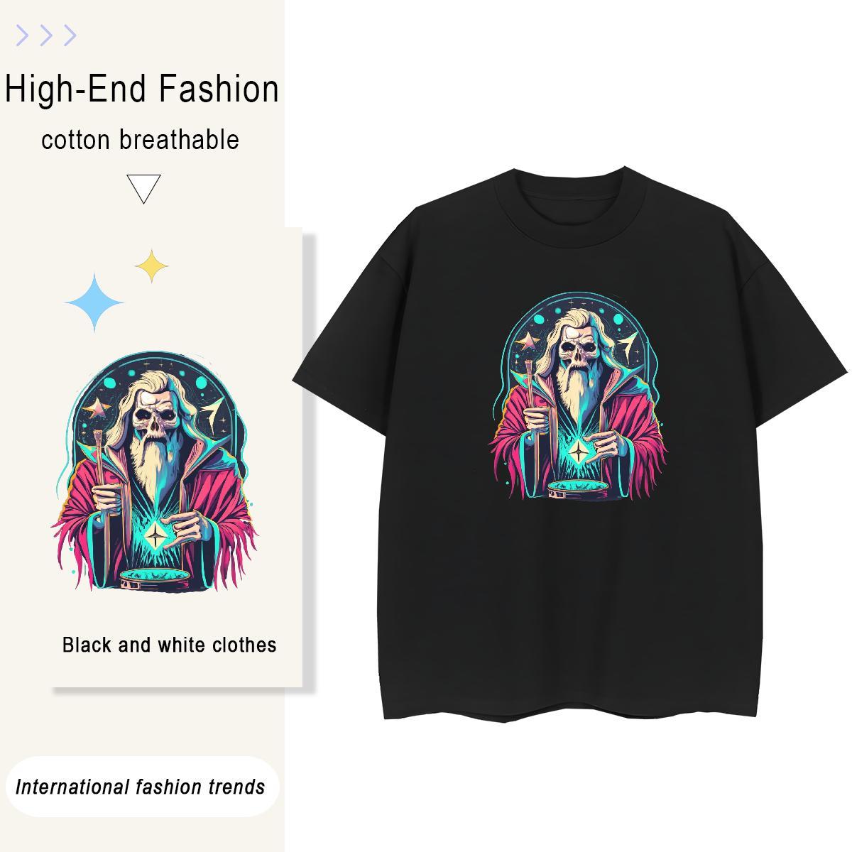 High Quality T Shirt For Man 230g Cotton skull Beach Customized Short Sleeve O-Neck Men Tees Designer Tee Shirt