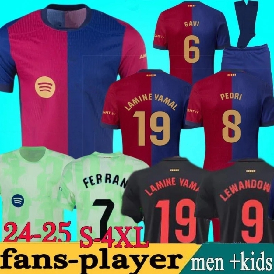 Lamine Yamal Soccer Jersey 24 25 Robert Lewandowski Fermin Lopez Ferran Torres Raphinha Ilkay Gundogan Pedri Gavi Andreas Christensen Frenkie de Jong Home Away