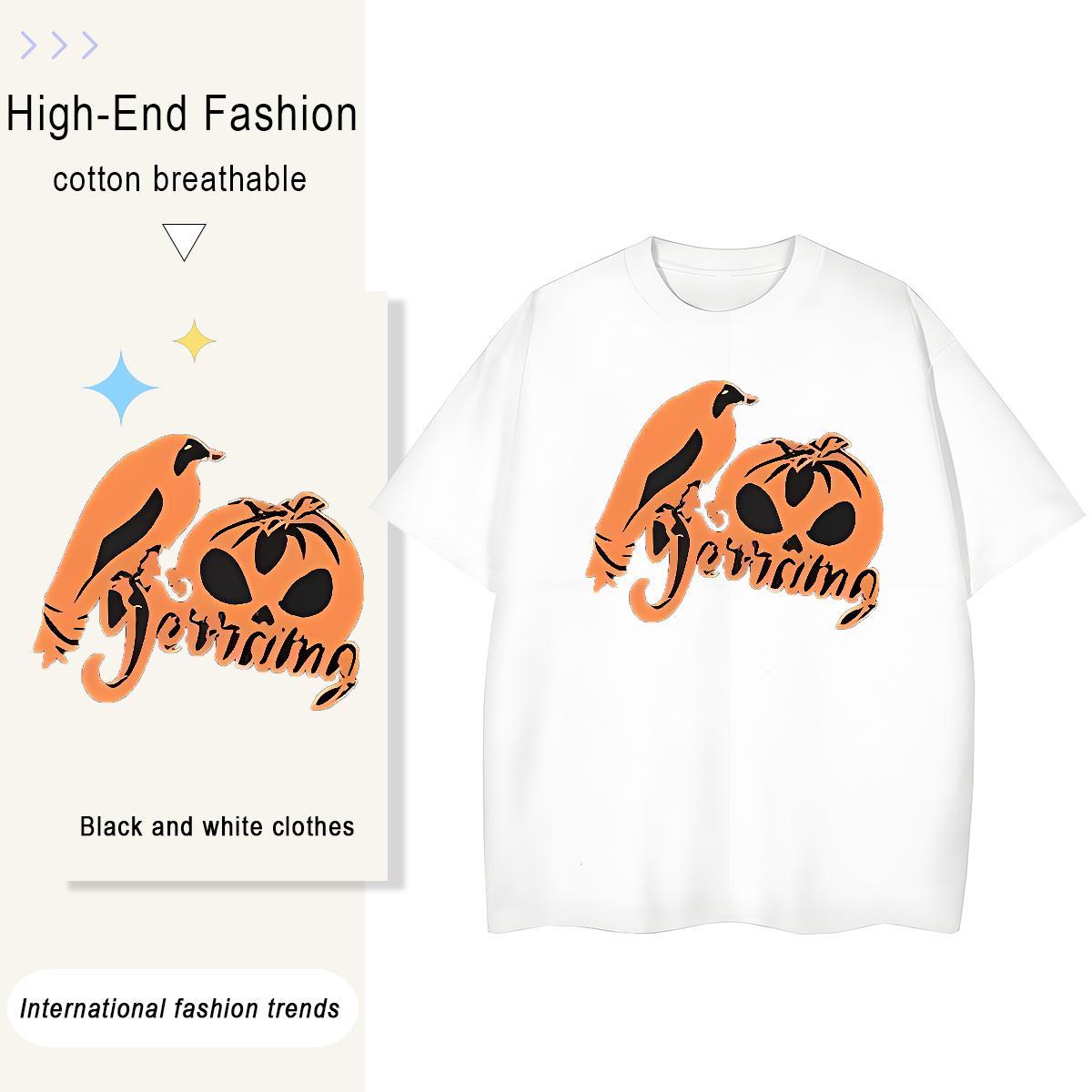 Fashion Design Men Tops Tees pumpkin Casual Daily Wear 230g Cotton Tshirts Breathable Soft Popular Man T Shirts DIY