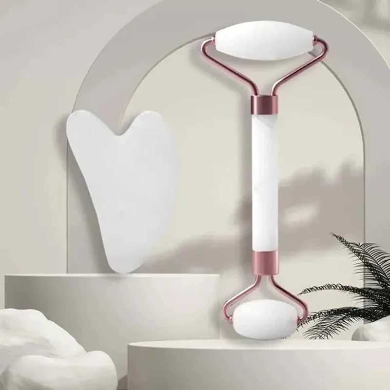Face And Neck Massager Resin Roller Beauty Scraping Double-ended Massage Stick To Unblock And Relax Non-rose Crystal Jade CL240824