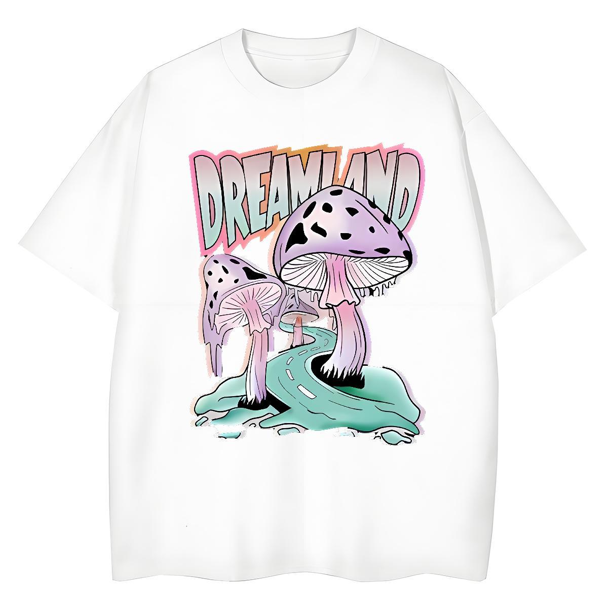 New Tshirts mushroom Sports Casual 100% Cotton 230g Top Tees O-Neck Short Sleeve Classic T shirt DIY