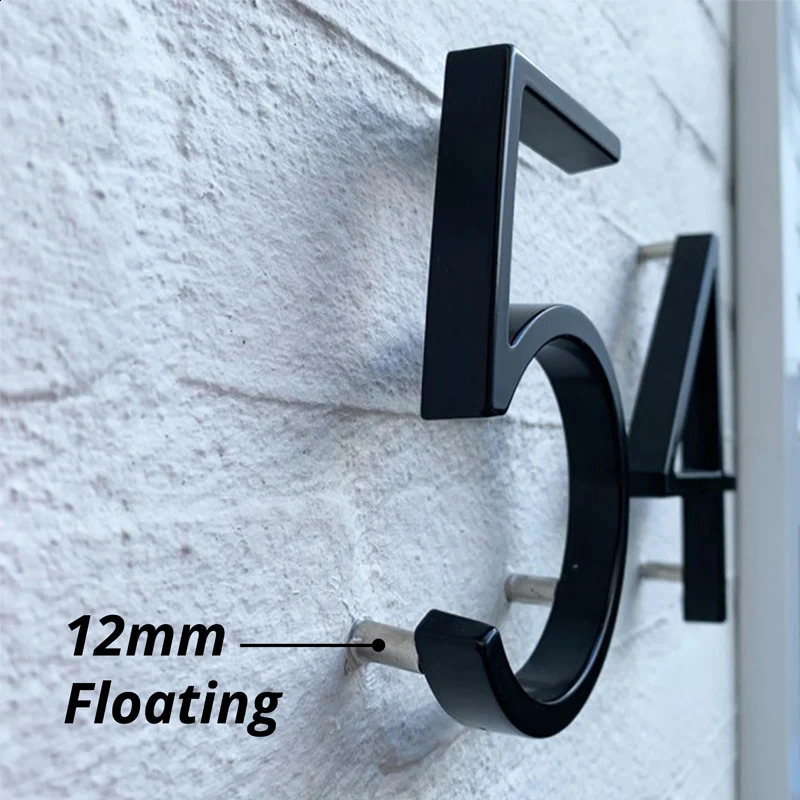 125mm Floating House Number Letters Big Modern Door Alphabet Home Outdoor 5 in.Black Numbers Address Plaque Dash Slash Sign #0-9 240823