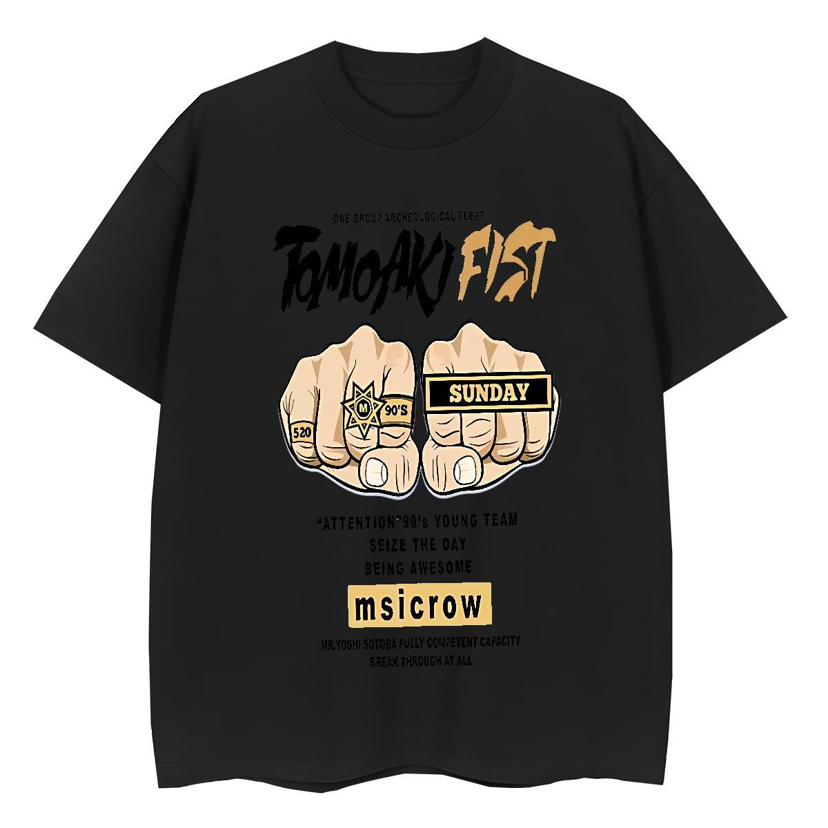 TOP Quality T-Shirts 230g Pure Cotton hands Casual Black Oversized Breathable Crew Neck Tshirts Fashion New Tops