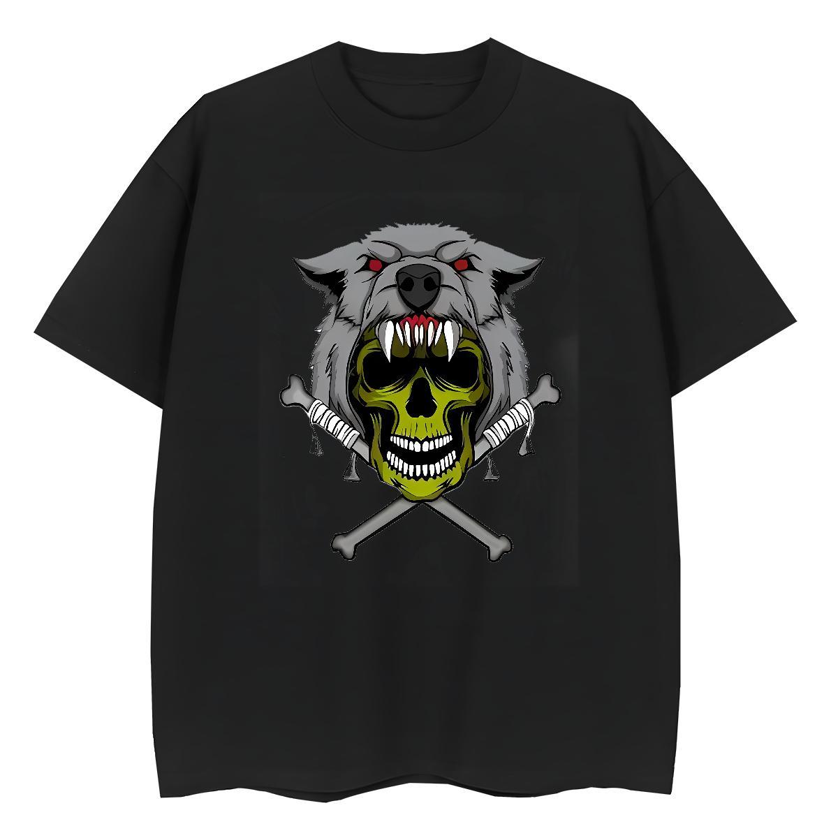 High Quality T-Shirts 230g Pure Cotton skull Beach DIY Printed O-Neck Short Sleeve Men Tees New Designer Tops Tees